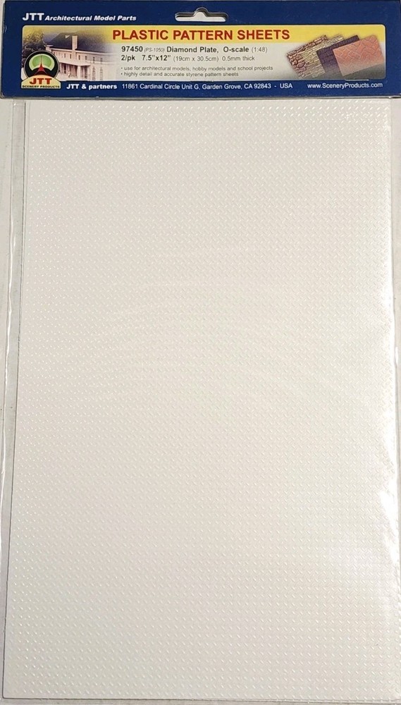 JTP Diamond Plate Pattern  O Scale  Model Scratch Building Plastic Sheet #97450