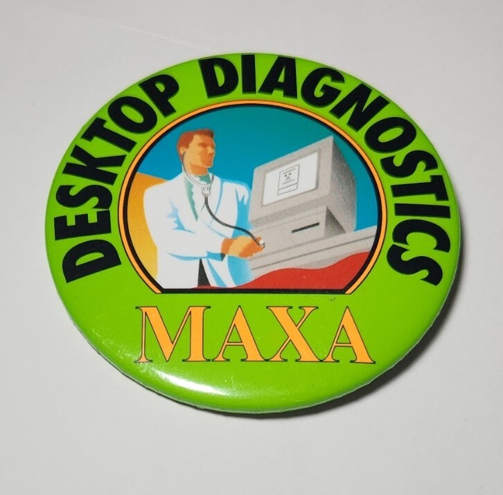 MAXA IT PC Desktop Diagnostics Promo 3" Pin Retro Vintage Computing Technology