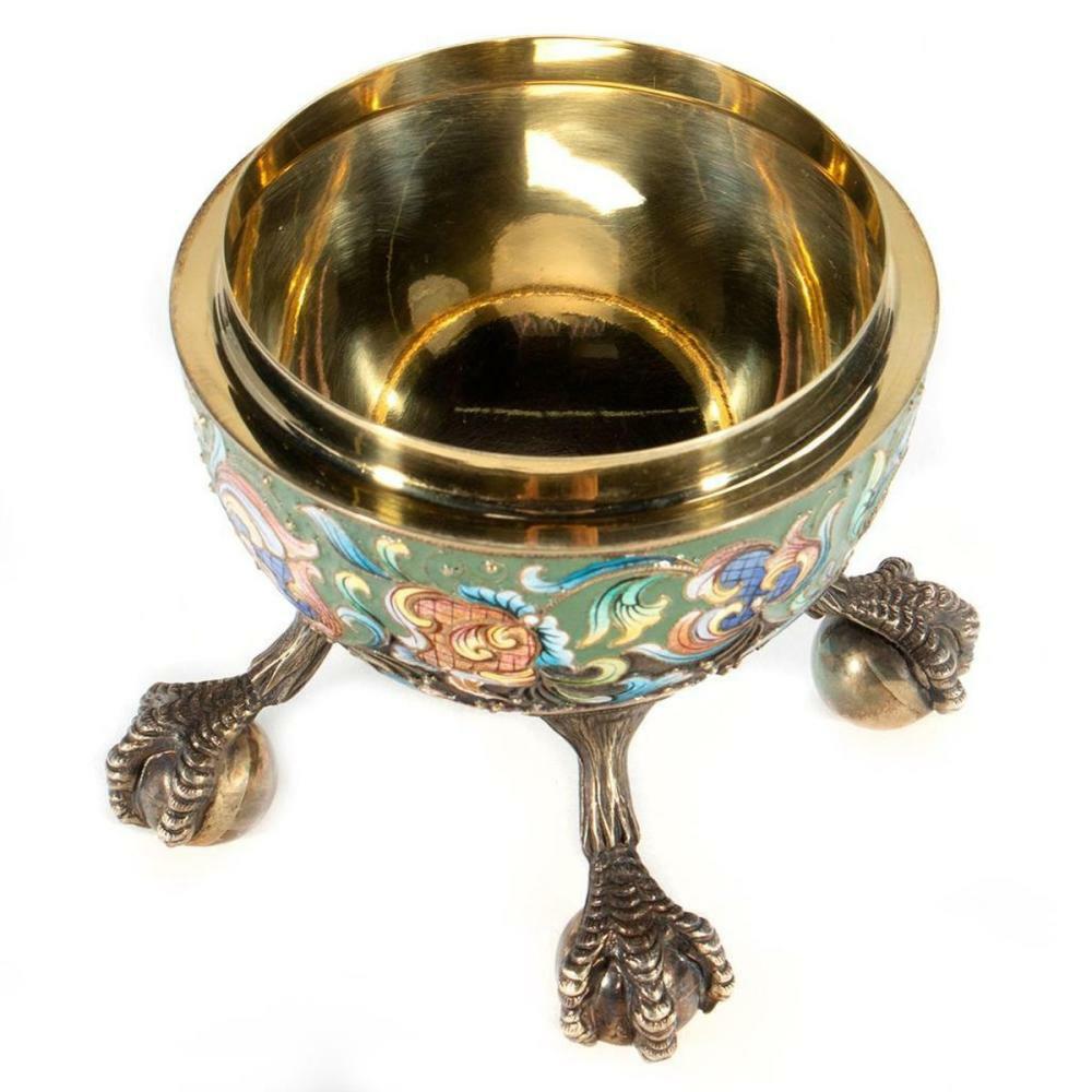 Antique Russian Enamel Silver Egg