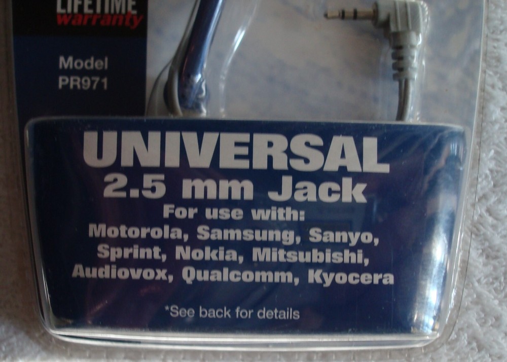 Wireless Gear Portable Handsfree Kit Model PR971, Universal 2.5mm Jack