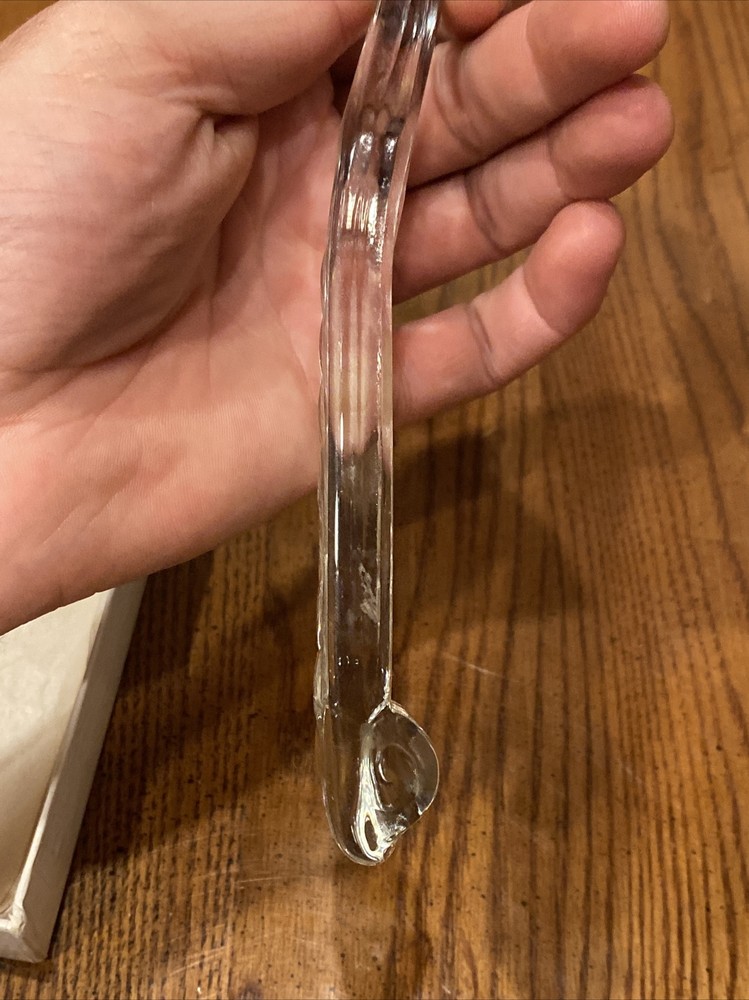 Vtg CHELTENHAM Glass 9.5" Serving Fork Embossed Diamond Pattern Handle In Box