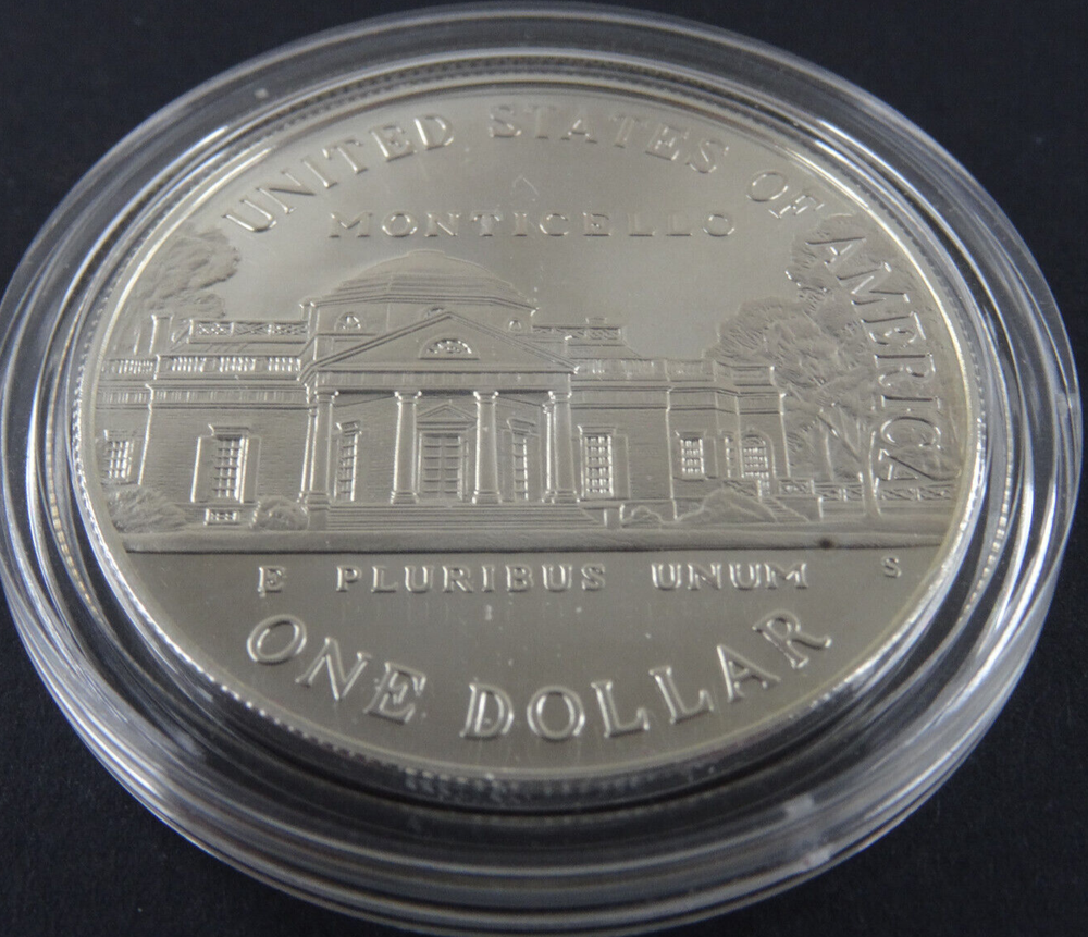 1993-S Thomas Jefferson Proof Silver Dollar US Mint $1 Commemorative Capsule