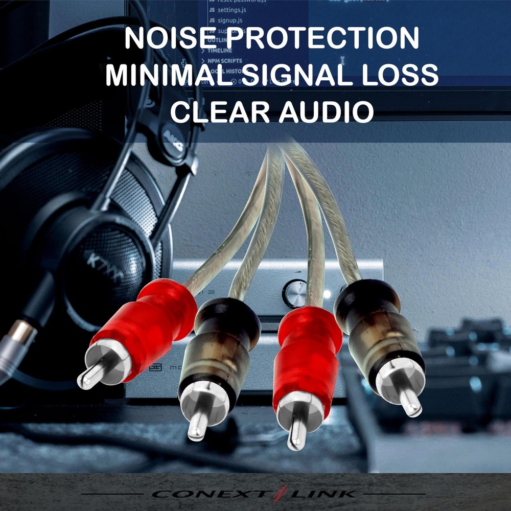 Conext Link Audio RCA Interconnect Cable Patch 1.5FT, 3 Pack, Transparent