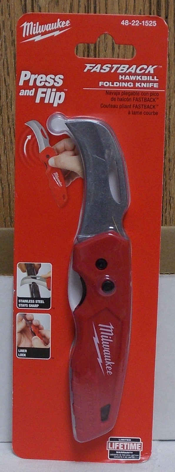 Milwaukee 48-22-1525 Fastback Press & Flip Hawkbill Folding Knife