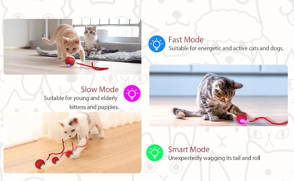 Interactive Dog Cat Toy Ball, Upgraded Rechargable Smart Automatic Rolling