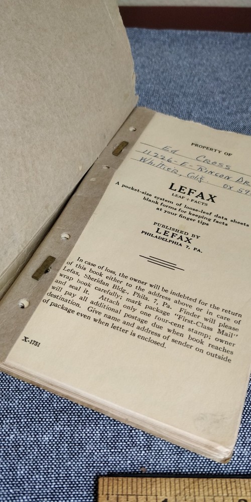 1959 Lefax Machinist Data Sheets VTG Concise and Comprehensive Data