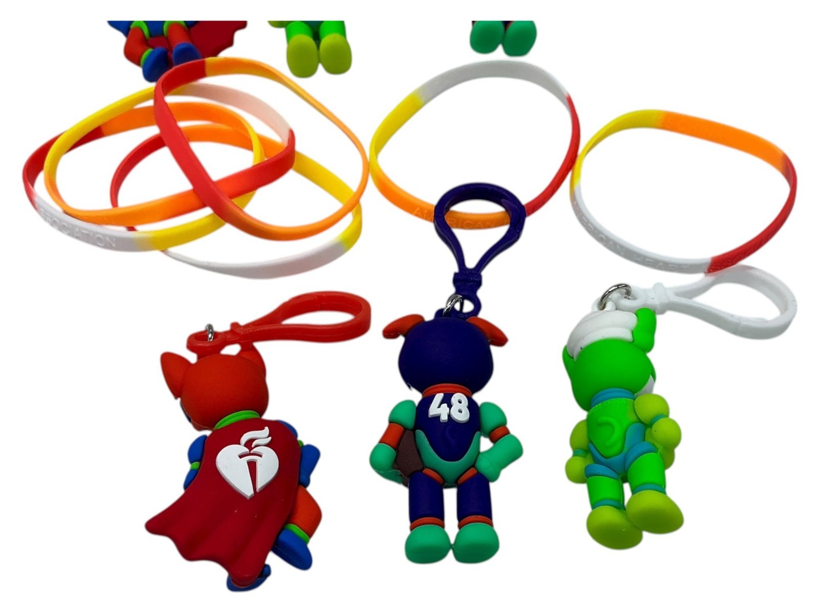 Lot Of 6 American Heart Association Keychains Rescue Beet Turbo & 6x Wristbands