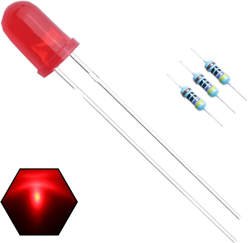100pcs 5mm Red Blinking Diffused LED Diodes 1.5Hz Flash (Single Color Flashin...