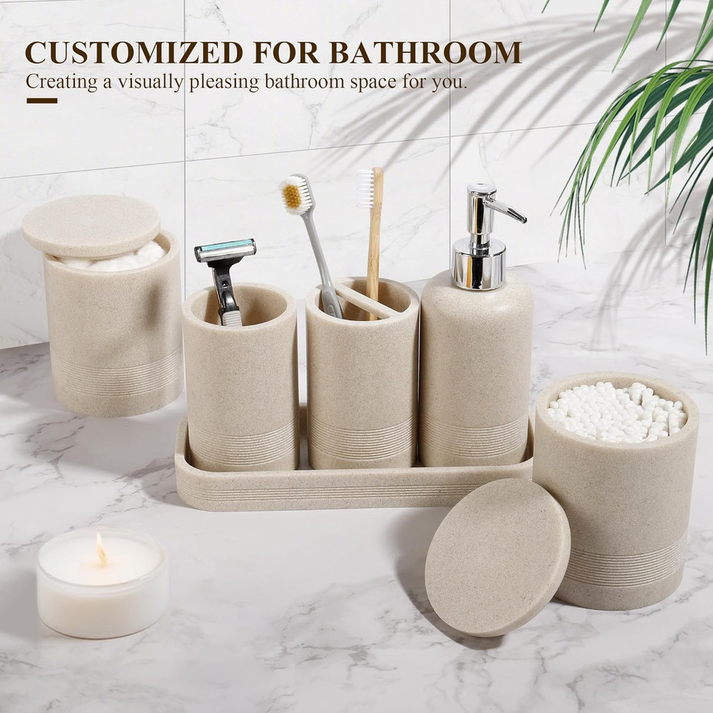 Bathroom Accessories Set, 6-Piece Bathroom Accessory Set, Toothbrush Holders Set