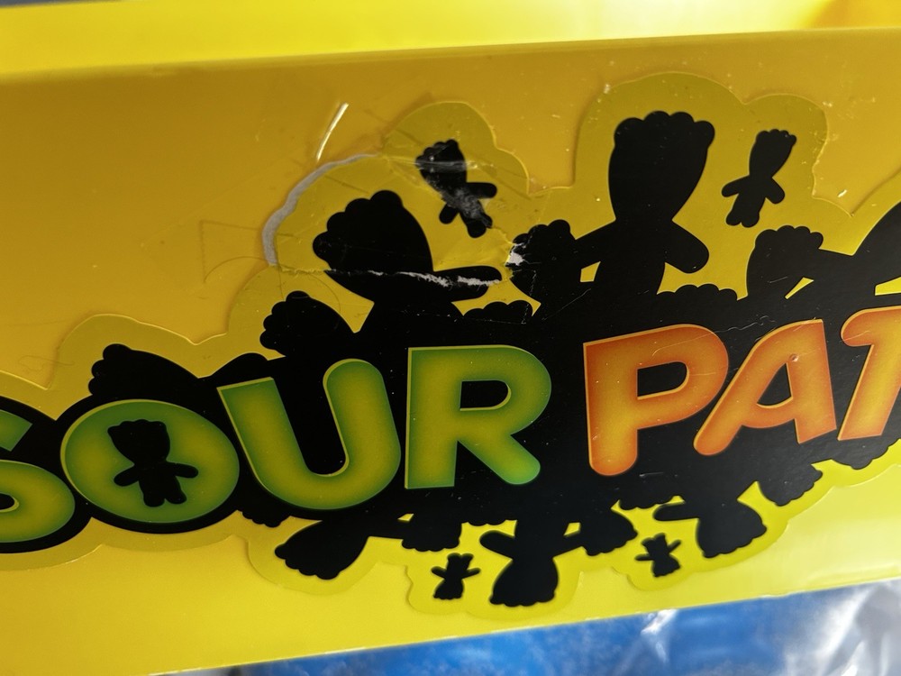 Blue Sour Patch Kids Character Store Display w/ Storage Tray & Rolling Wheels