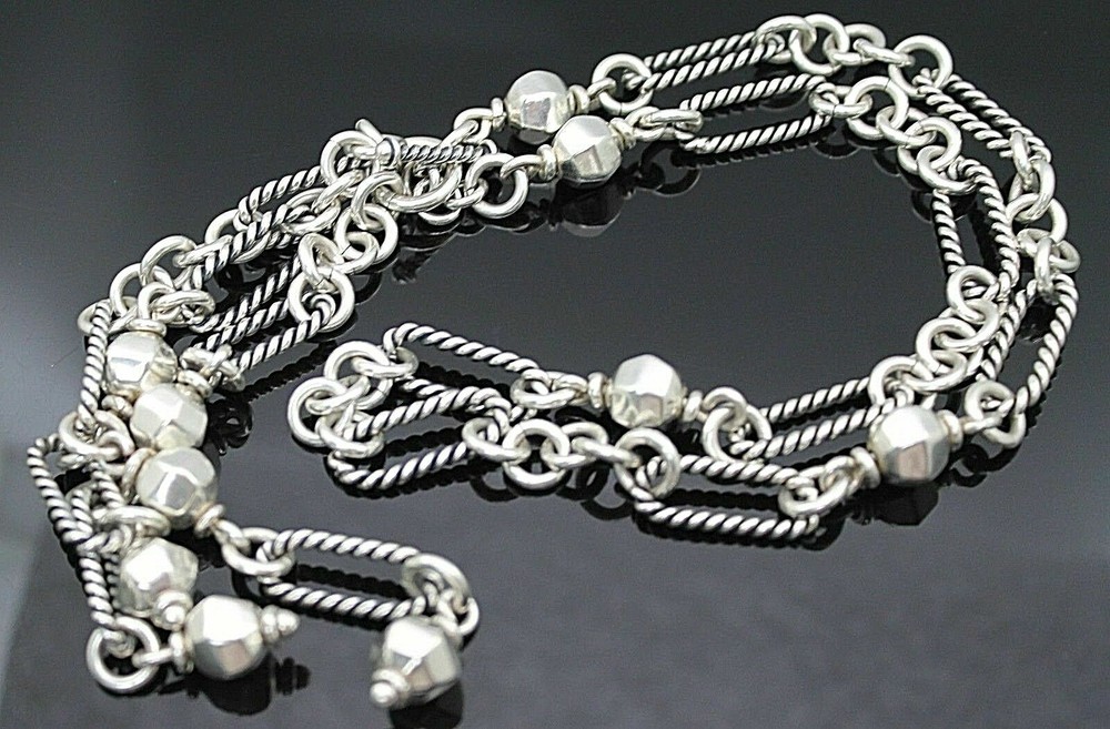 IMPRESSIVE HEAVY MODERNIST TOGGLE LOCK STATEMENT NECKLACE STERLING SILVER 18"