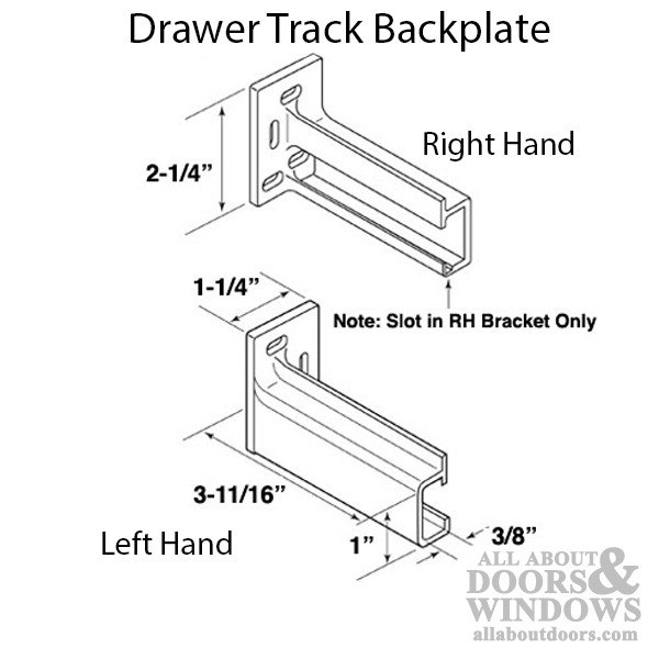 Drawer Track Back Plate 3/8" x 1" Plastic Off-White Pair