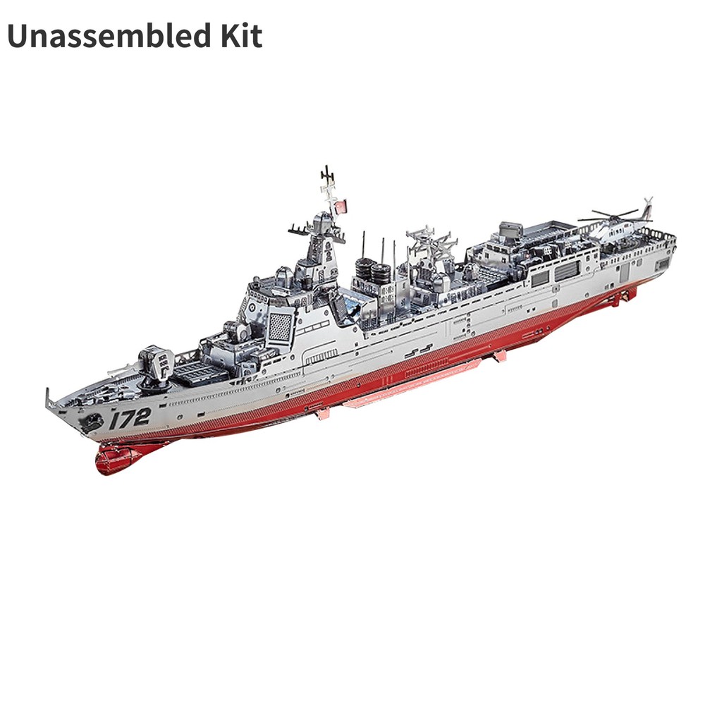 1:1000 Scale 052D Destroyer Model 3D Unassembled Kit Metal Model Souvenir Toy A