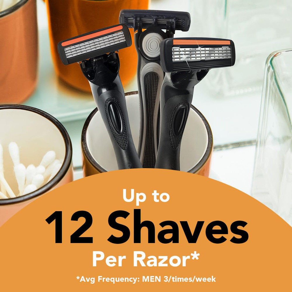 BIC Flex 4 Refillable Razors for Men, Long-Lasting 4 Blade Razors for Sensitive
