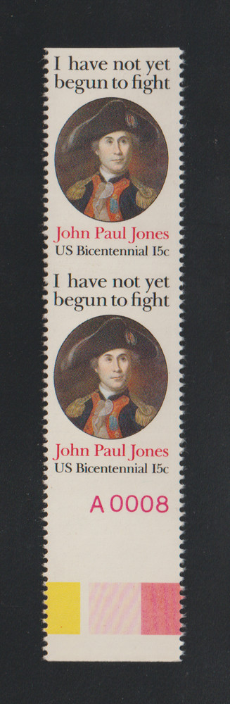 US ERROR Stamps #1789c Jones, Navy: Imperf between, plate # pair. MNH