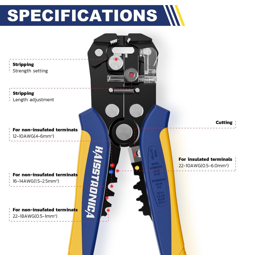 haisstronica 201PCS Wire Stripper Kit - Automatic Blue and Yellow