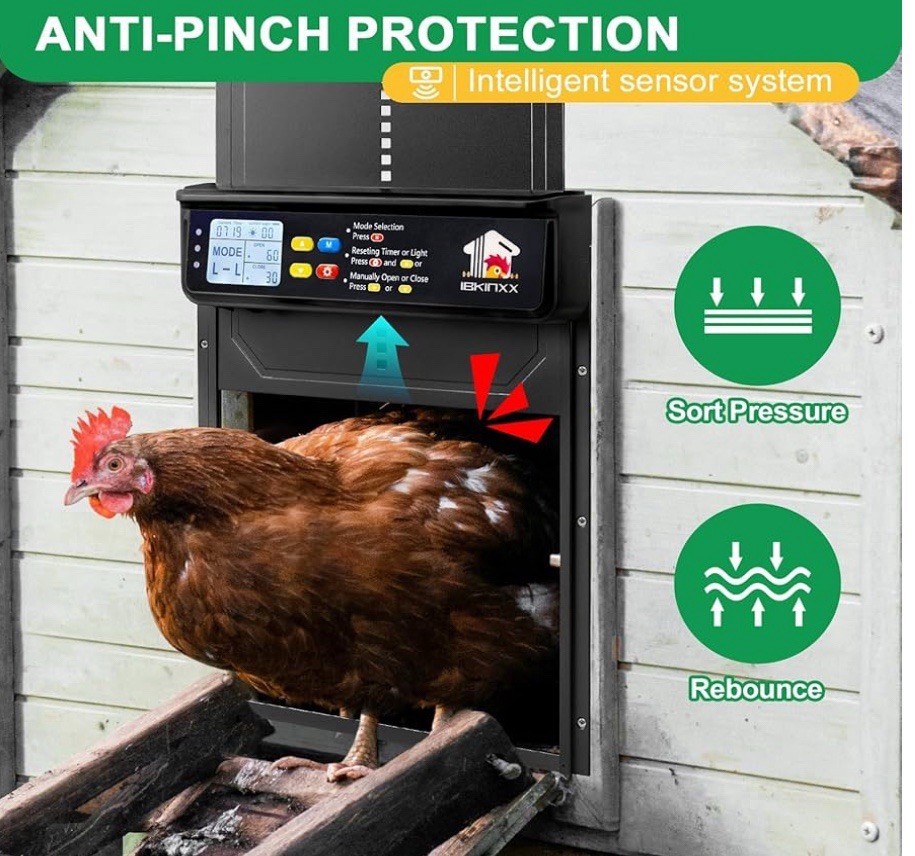 Automatic Chicken Coop Door W/ Light Sensor Solar Panel & Timer Open Box