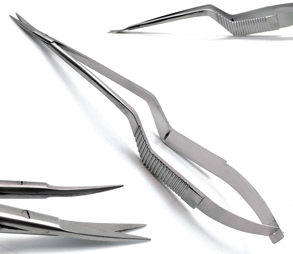2 Pcs Yasargil Micro Scissors 7.5" Sharp/Sharp Straight Upward Curved Surgical