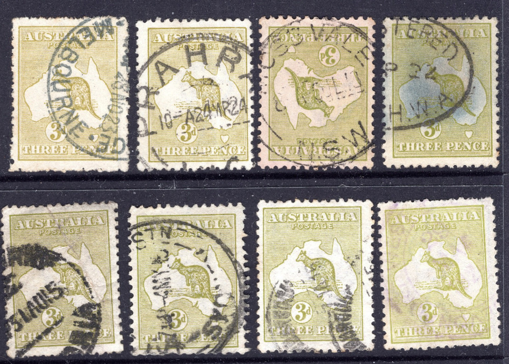 3d Olive Roo / Kangaroo Australia Used Lot x 8   REF: R3L2