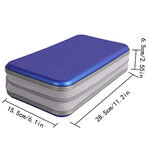 Capacity CD Case,Portable DVD Hard Plastic Case Holder CD Organizer 96 blue