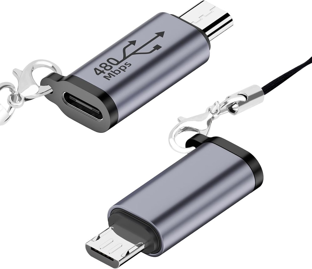 USB C to Micro USB Adapter 2 Pack Type C Female to Micro USB Male for Data Sync