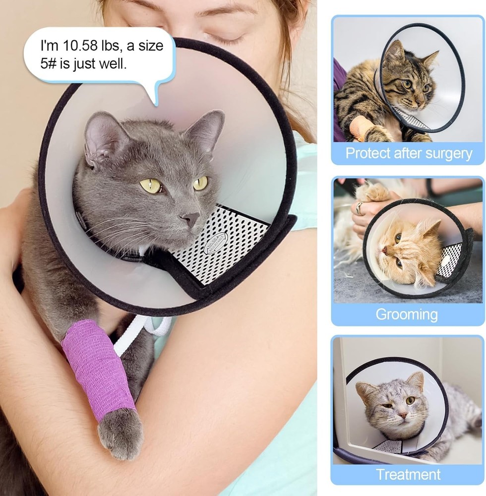 Plastic Protective Cone for Cats, Puppies & Rabbits - Adjustable & Comfortable