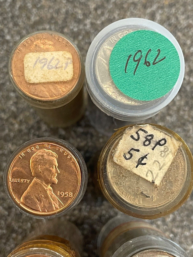 9- Original Gem BU Penny Nickel Rolls