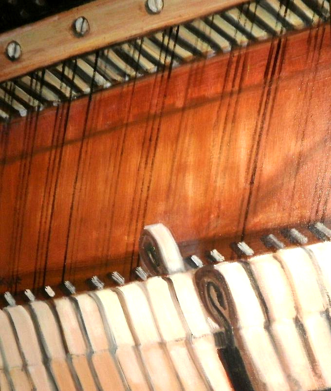 Piano Oil Painting Original 16x20 Pianist Musician Music Hammers & Strings