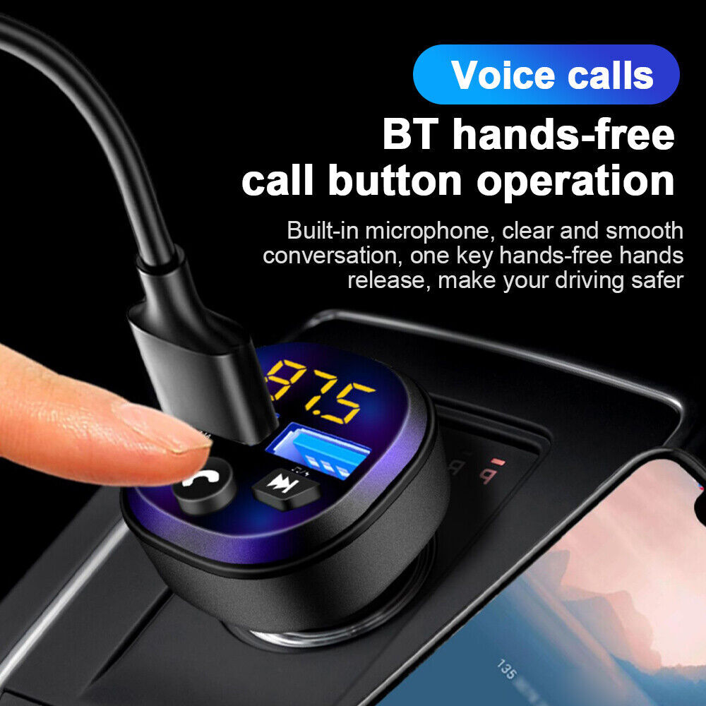 Cigarette Lighter Car Bluetooth FM Transmitter Radio Adapter 2 USB Charger