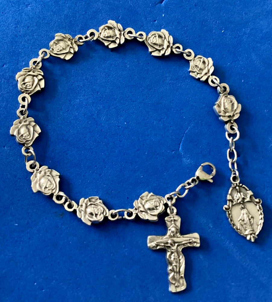 Saint Roses Rosary Bracelet Trinity Miraculous Therese Anthony Benedict Handmade