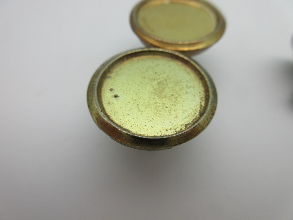 4 Vintage Small Drawer Knobs MCM Brass Gold 7/8" Diameter Handle LBF