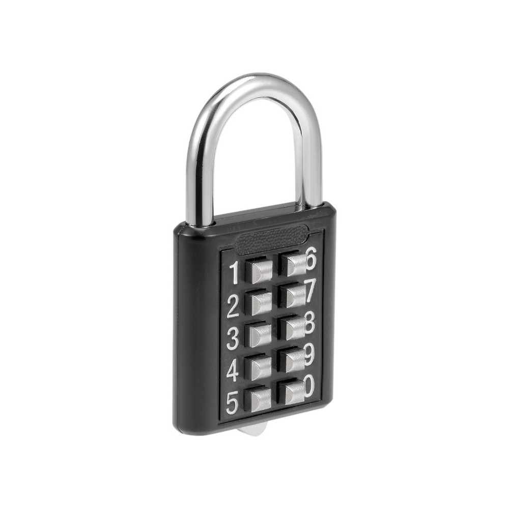 10-Digit Combination Padlock Push Button Locker Cabinet Lock Black