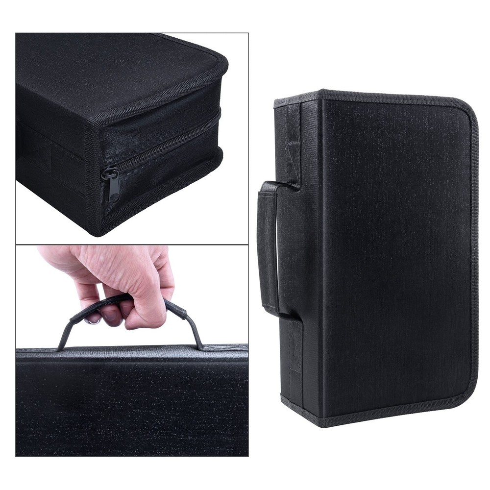Siveit DVD Case, 128 Capacity CD/DVD Case Wallet Binder White binder, Black