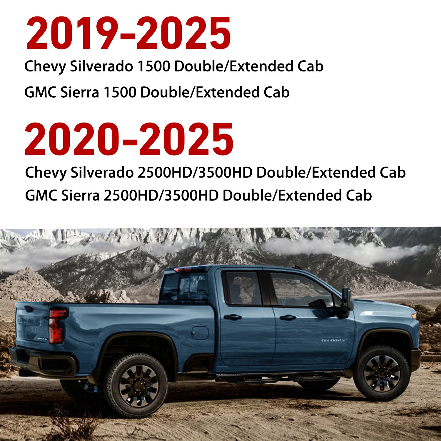 Vijay Fit 2019-2025 GMC Sierra 1500 Extended Cab Running Boards & Step Bars
