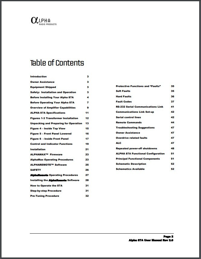 Alpha 87A Operating Manual: 54 Pages, Coil Bound, Protective Covers