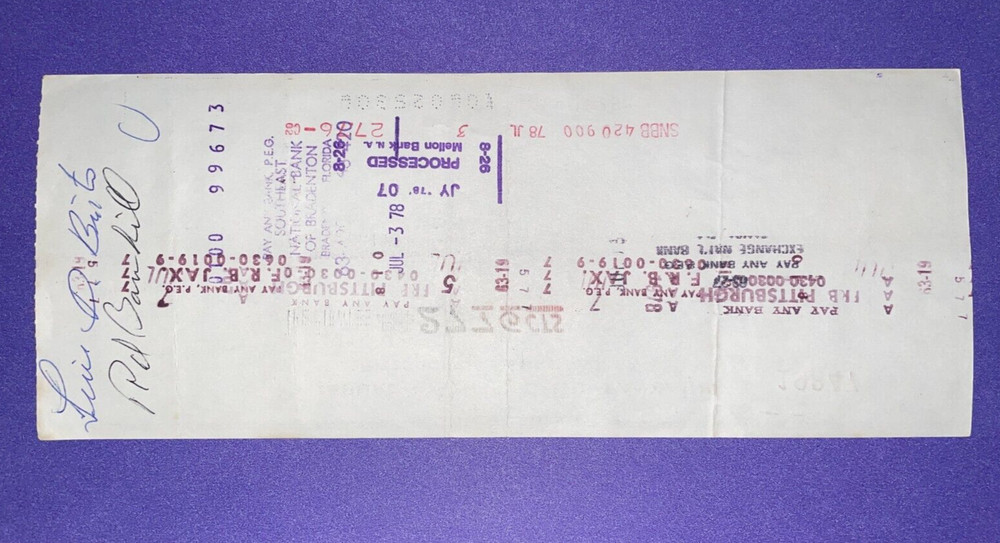 1978 Pittsburgh Pirates: Payroll Check: Luis Brito- INF