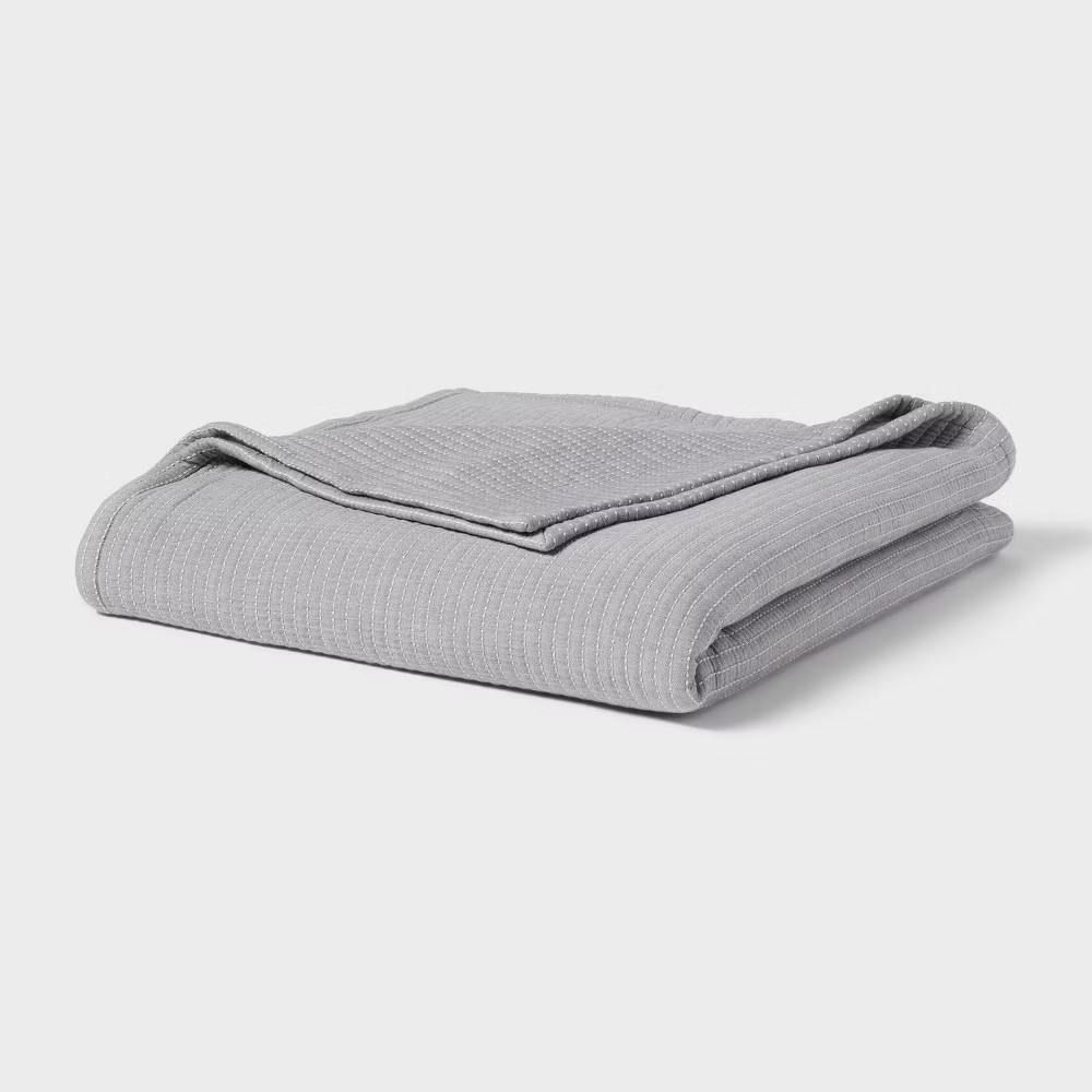 King Matelasse Bed Blanket Light Gray - Threshold