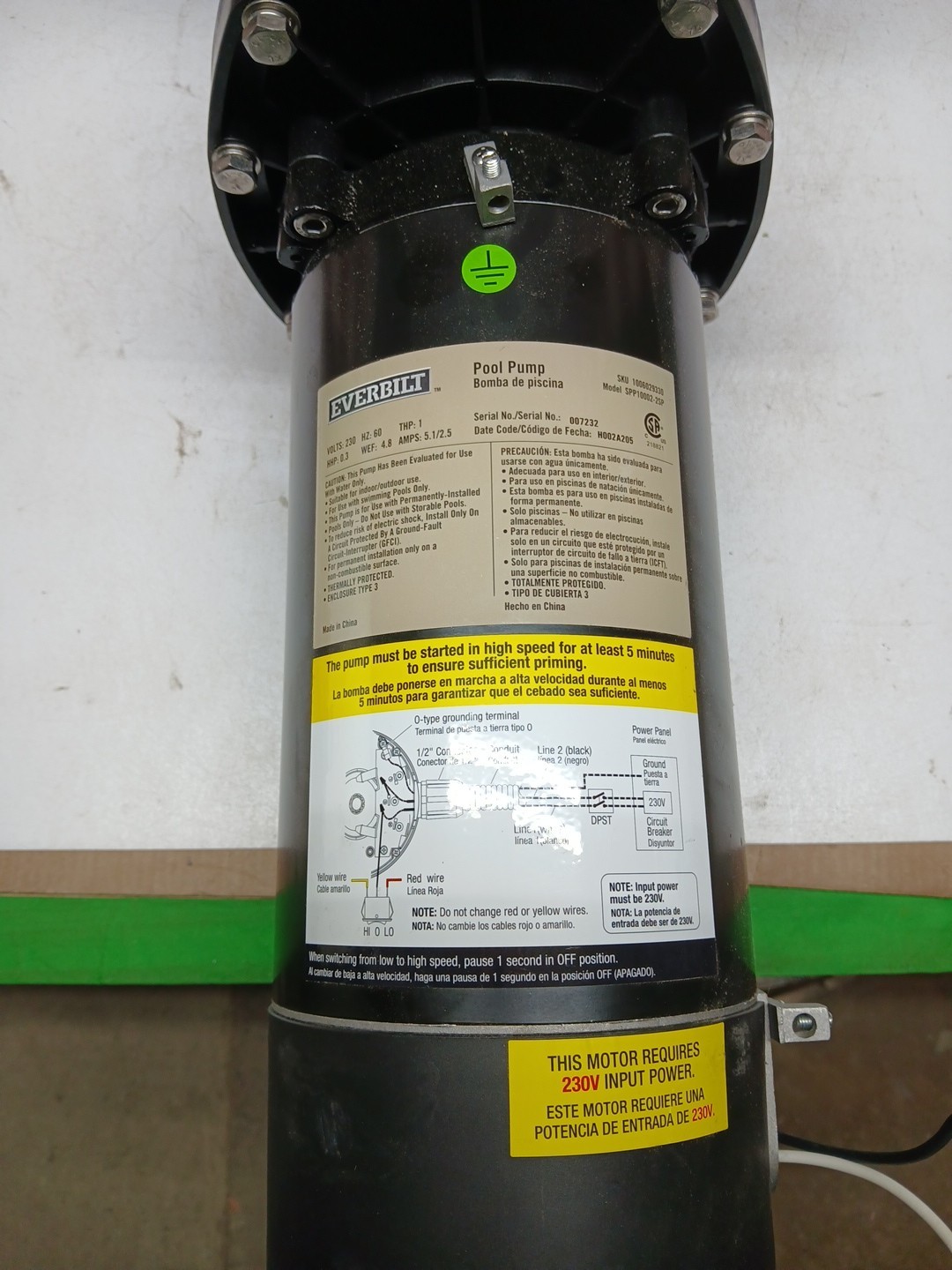 Everbilt 1 HP Pool Pump InGround 2 Speed 230V (Model SPP10002-2SP) NEW OB