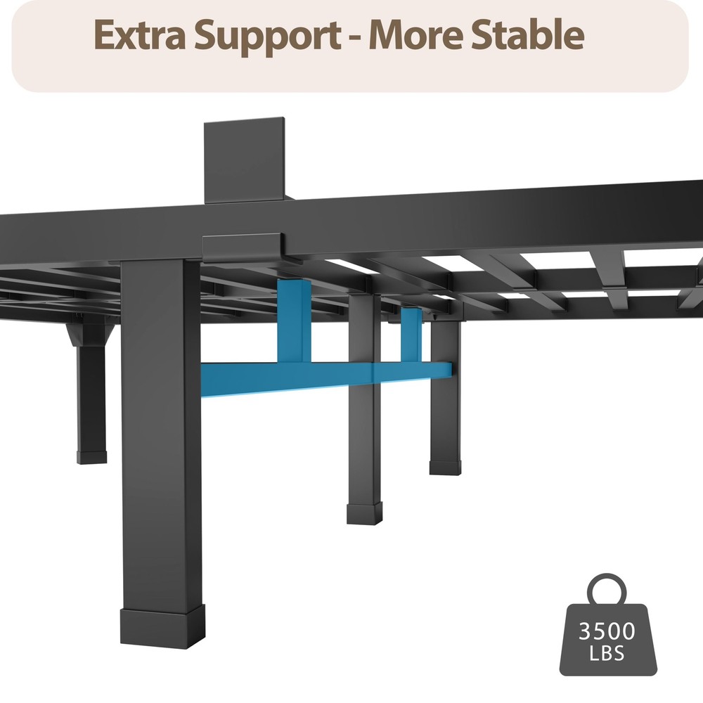 18 Inch Full Size Bed Frame with Mattress Slide Stopper - Double Black Basic ...
