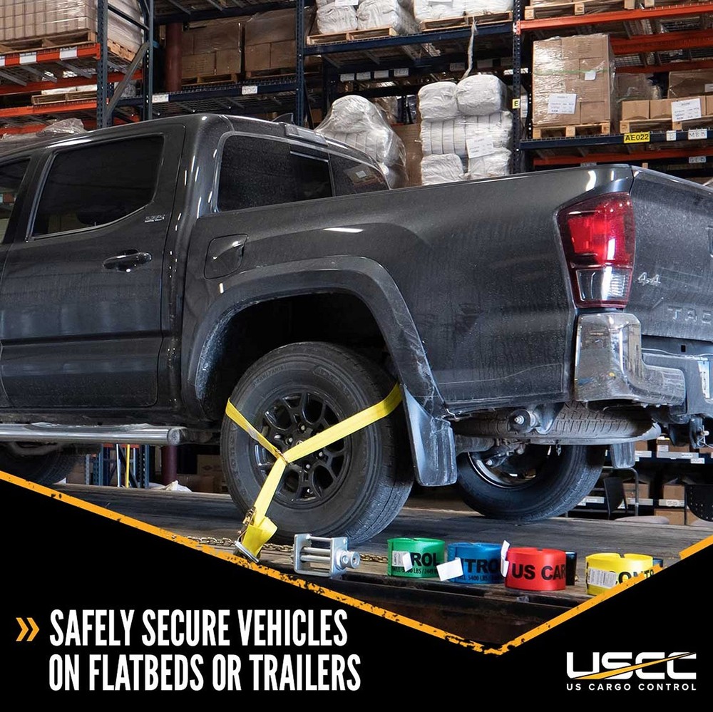 US Cargo Control Side Mount Wheel Nets with Ratchets and Flat Hooks (4-Pack),...