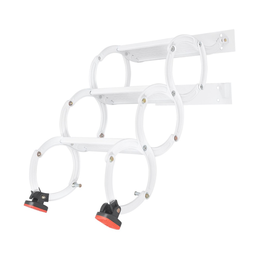 3 Steps Wall Mounted Retractable Ladder Pull Down Telescoping Step Ladder White