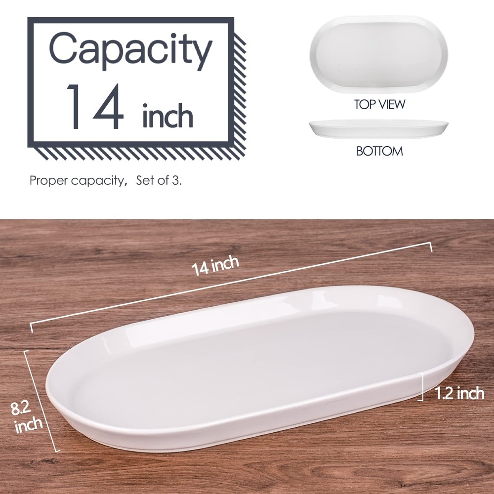 Taeochiy 14" Oval Serving Platter - Ceramic Large Serving Platters, Oval Serving