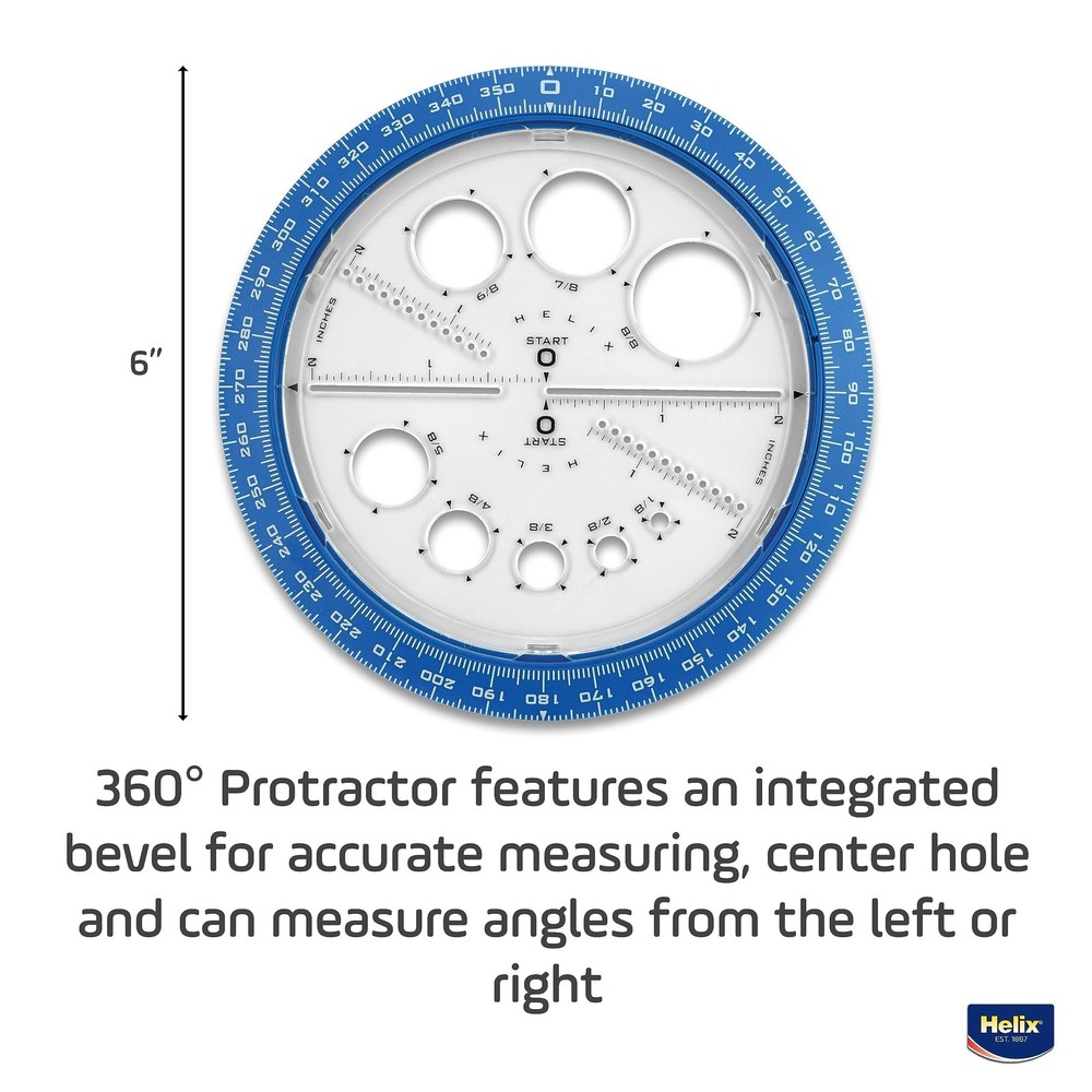 - Angle and Circle Maker 6 Inch - Drawing and Drafting Designs Accurately - P...