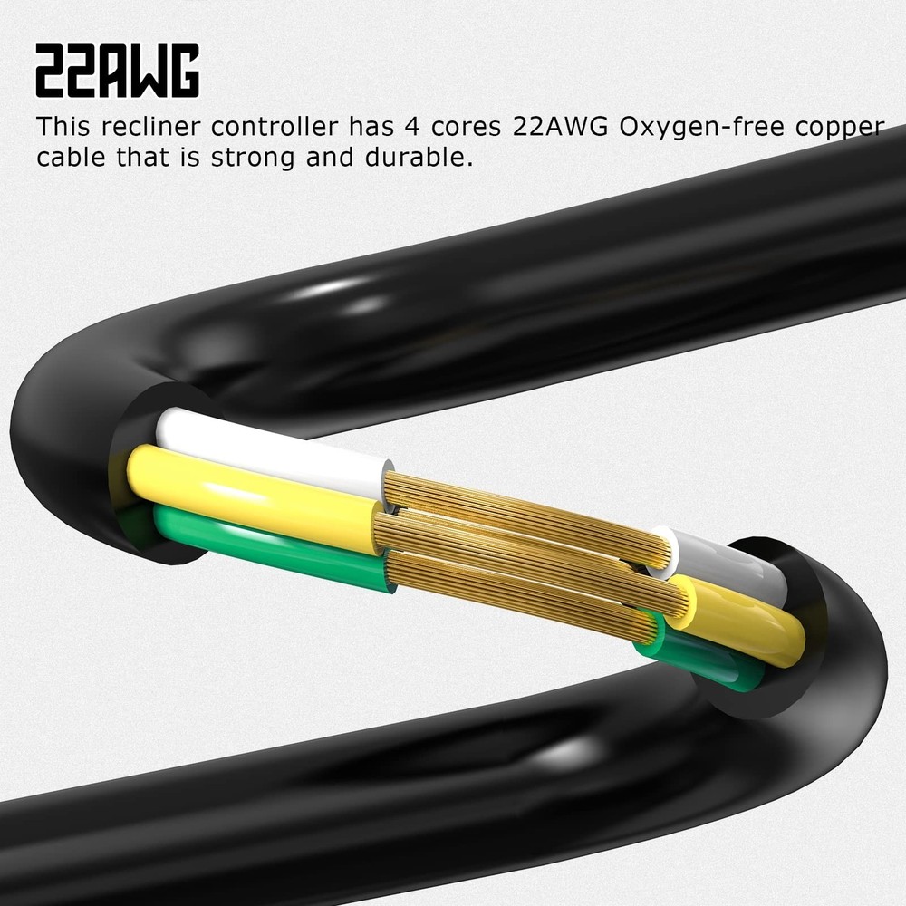 Recliner Switch with USB, 2 Button 5 Pin Round Hand Control Handset Replaceme...