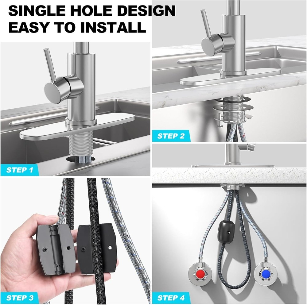 Single Handle Kitchen Faucet Pull Down Sprayer Brushed Nickel