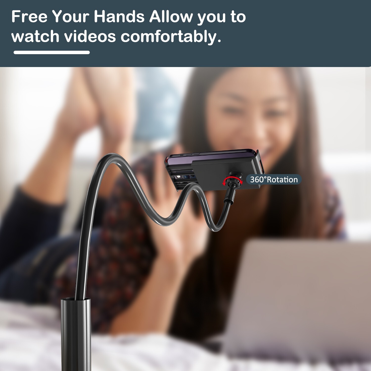 Flexible Gooseneck Tablet Holder - Long Arm Clamp for Desk, Bed & Versatile Use