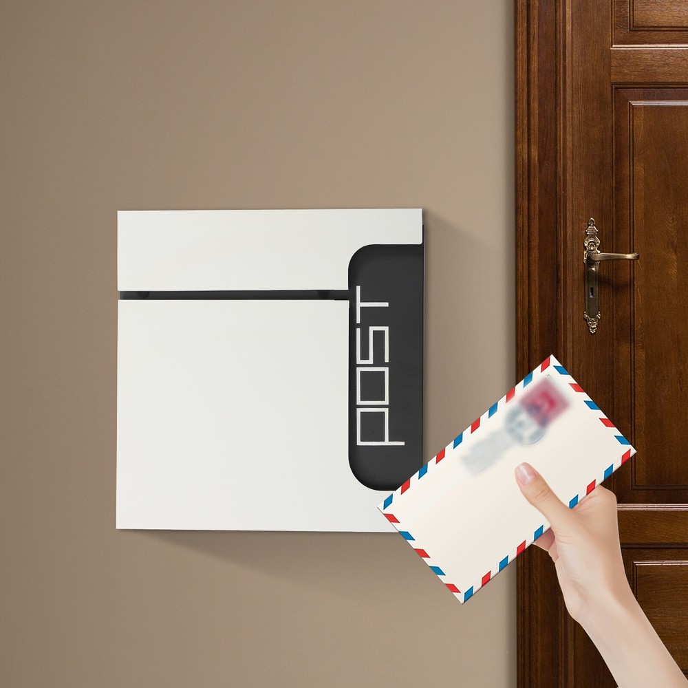 Rectangular Post Box Large Letter Mail Box Steel Lockable Wall Mount Mailbox New