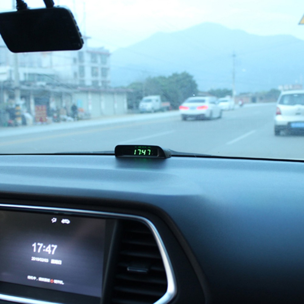 Car Dashboard Desk LED Digital Clock 3-Level Brightness Adjust Solar Charging