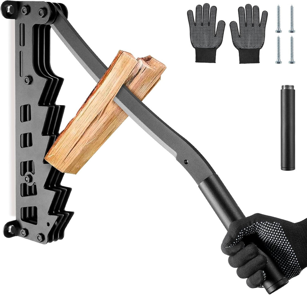 Wall Mounted Kindling Splitter - 2024 Manual Log Splitter with Extended Handle