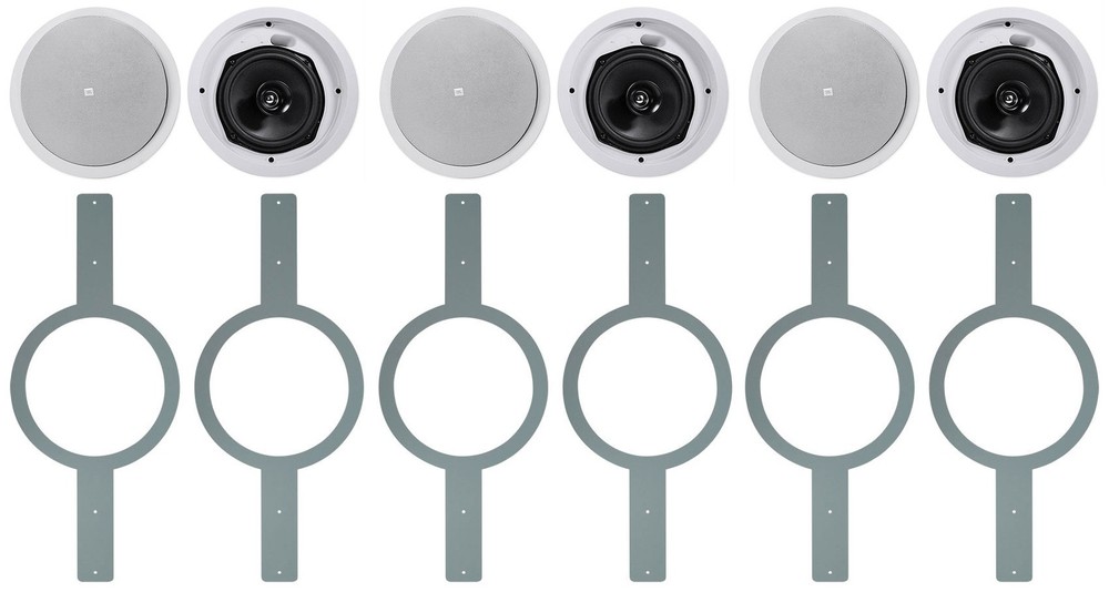6) JBL Control 26C 6.5" White In-Ceiling Home Speakers+Pre Construction Brackets